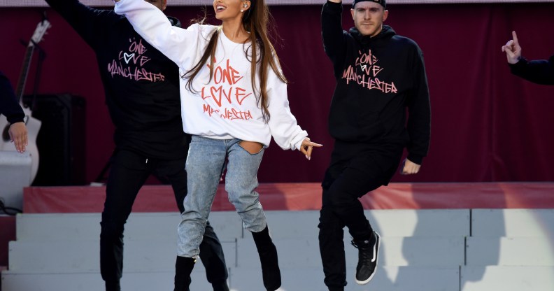 Ariana Grande performs on stage on June 4, 2017 in Manchester, England.