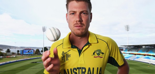 Australian cricket player James Faulkner poses during a portrait session on March 13, 2015 in Hobart, Australia.