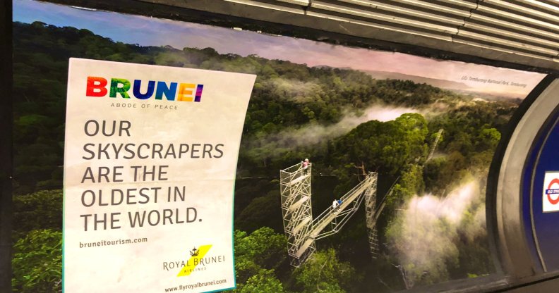 An advert for Royal Brunei Airlines at a London tube station