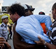 Cuban police arrest demonstrators taking part in the LGBT+ march in Havana, on May 11, 2019.