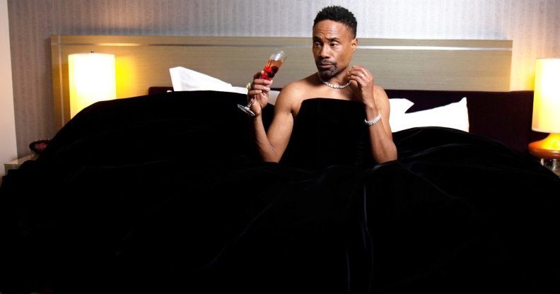 Picture of Billy Porter in tuxedo gown worn at Oscars.