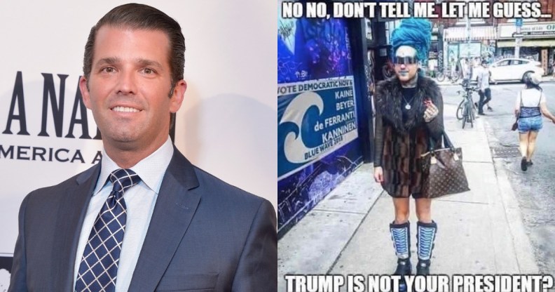 Donald Trump Jr, who posted a transphobic meme on Instagram