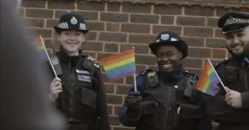 Officers from London's Metropolitan Police at the Brunei protest in Ealing