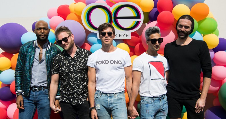 Karamo Brown, Bobby Berk, Antoni Porowski, Tan France and Jonathan Van Ness attend Netflix's Queer Eye Celebrates 4 Emmy Nominations with GLSEN at NeueHouse Hollywood on August 12, 2018