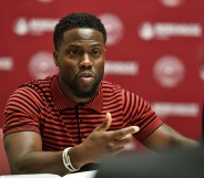 Kevin Hart speaks during during the "Night School" Atlanta University Center press junket at Morehouse College on September 11, 2018 in Atlanta, Georgia.