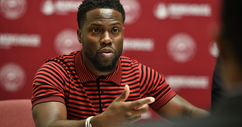 Kevin Hart speaks during during the "Night School" Atlanta University Center press junket at Morehouse College on September 11, 2018 in Atlanta, Georgia.