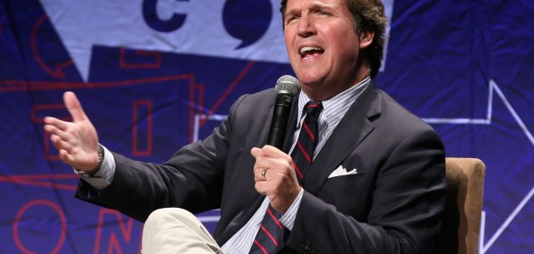 Tucker Carlson speaks onstage during Politicon 2018 at Los Angeles Convention Center on October 21, 2018 in Los Angeles, California.