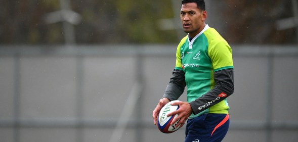 A photo of Israel Folau, the player rugby icon Ian Roberts condemned for making anti-gay remarks as harmful to LGBT+ youth.