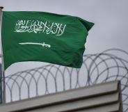 A Saudi Arabia flag flies on the top of their consulate building on January 10, 2019 in Istanbul.