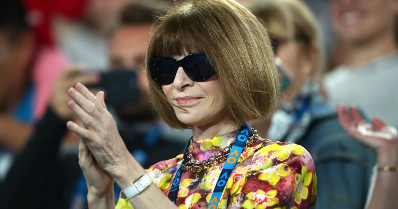 Anna Wintour watches a game at the 2019 Australian Open, where she called out Margaret Court and the PM Scott Morrison's LGBT rights record.