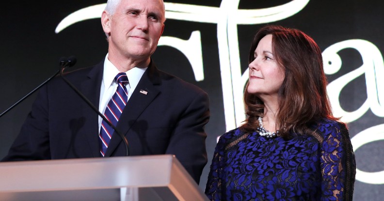 Vice President Mike Pence and Karen Pence speak at the Save the Storks 2nd Annual Stork Charity Ball at the Trump International Hotel.