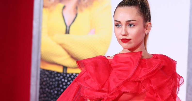 Miley Cyrus attends the premiere of "Isn't It Romantic" in Los Angeles