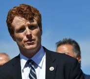 Representative Joe Kennedy III, D-MA, takes part in a press conference on a resolution rejecting US President Donald Trump's transgender military ban at the House Triangle outside the US Capitol in Washington, DC on March 28, 2019.