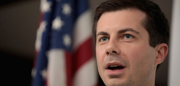 Democratic presidential candidate and South Bend, Indiana Mayor Pete Buttigieg hosts a town hall meeting at the Lions Den on April 16, 2019 in Fort Dodge, Iowa