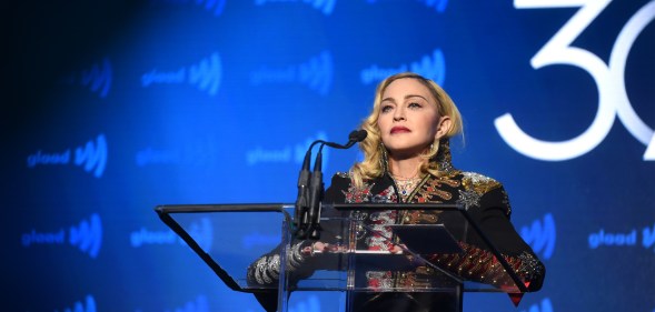 Madonna speaks onstage during the 30th Annual GLAAD Media Awards New York at New York Hilton Midtown on May 04, 2019 in New York City.