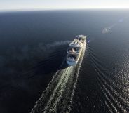 A cruise ship, such as the one used for the gay cruise the two men were trying to board.