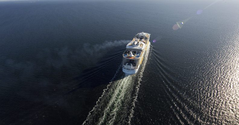 A cruise ship, such as the one used for the gay cruise the two men were trying to board.