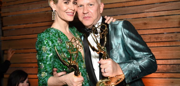 Actors Sarah Paulson and Ryan Murphy attend an Emmy afterparty.