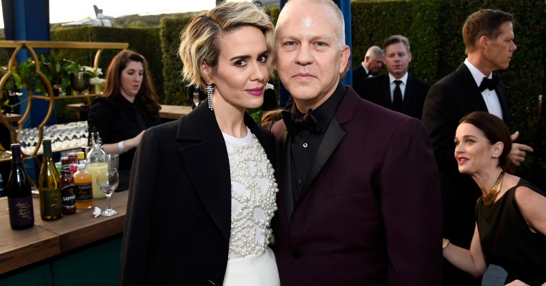 Actress Sarah Paulson (L) and producer Ryan Murphy attend The 22nd Annual Critics' Choice Awards at Barker Hangar on December 11, 2016 in Santa Monica, California.