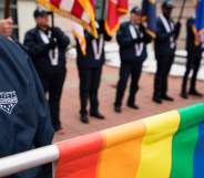 Bisexual veterans are among Marchers representing OutVets, a group for LGBTQ veterans.