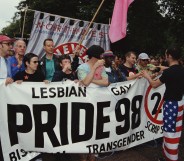 A demonstration against Section 28, whose legacy still affects LGBT+ teachers.