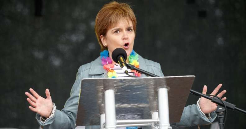 Nicola Sturgeon speaks at Pride in Glasgow 2018.