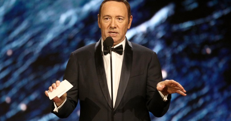 BEVERLY HILLS, CA - OCTOBER 27: Kevin Spacey onstage to present Britannia Award for Excellence in Television presented by Swarovski at the 2017 AMD British Academy Britannia Awards Presented by American Airlines And Jaguar Land Rover at The Beverly Hilton Hotel on October 27, 2017 in Beverly Hills, California. (Photo by Frederick M. Brown/Getty Images)