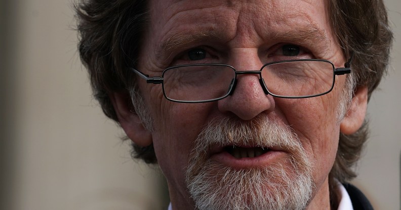 Baker Jack Phillips speaks to members of the media in front of the U.S. Supreme Court December 5, 2017 in Washington, DC.