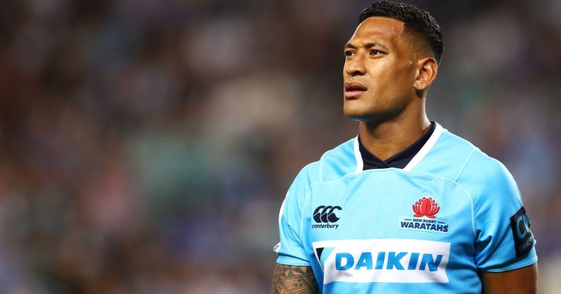 SYDNEY, NEW SOUTH WALES - FEBRUARY 24: Israel Folau of the Waratahs watches on during the round two Super Rugby match between the Waratahs and the Stormers at Allianz Stadium on February 24, 2018 in Sydney, Australia. (Photo by Mark Kolbe/Getty Images)