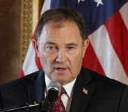 Governor of Utah Gary Herbert talks to the press about the US Supreme Court's decision on Utah's same-sex marriage ban on October 6, 2014 in Salt Lake City, Utah.