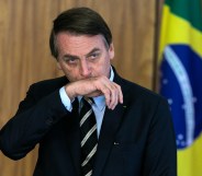 Brazilian President Jair Bolsonaro gestures during a ceremony of presentation of new diplomats' credentials at Planalto Palace in Brasilia, on March 8, 2019.