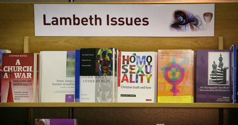 Books for sale are displayed at the Lambeth Conference on July 21, 2008 in Canterbury, England.