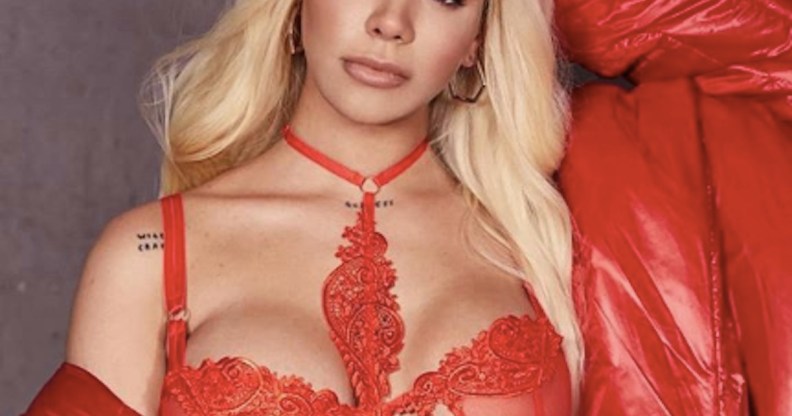 Transgender model Munroe Bergdorf modelling her new lingerie.