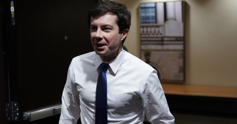 Mayor of South Bend, Indiana, Pete Buttigeig arrives at a news conference January 23, 2019 in Washington, DC.