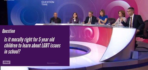 All of the Question Time panellists supported LGBT-inclusive education