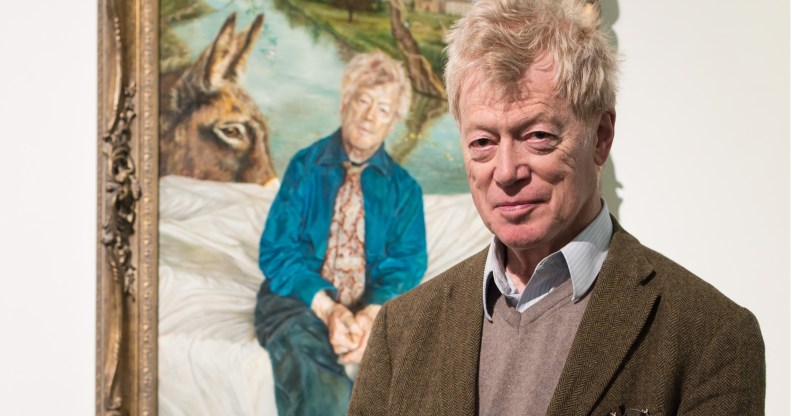 Tory housing tsar Sir Roger Scruton poses next to his portrai