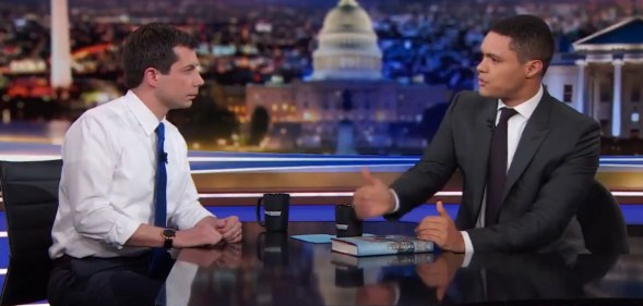 Pete Buttigieg and Trevor Noah.