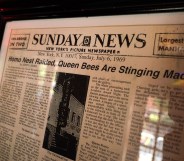 LGBT history: A newspaper from 1969 hangs in New York's Stonewall Inn, considered the birthplace of the modern gay rights movement, where patrons fought back against police persecution in 1969.