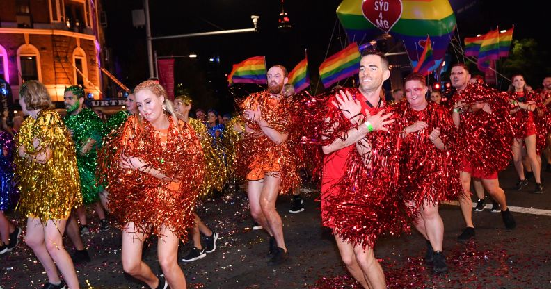 People participate in the annual Gay and Lesbian Mardi Gras parade in Sydney on March 3, 2018.