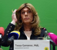 Transgender MP Tessa Ganserer, member of the Greens party and member of the Bavarian state parliament, gives a the press conference