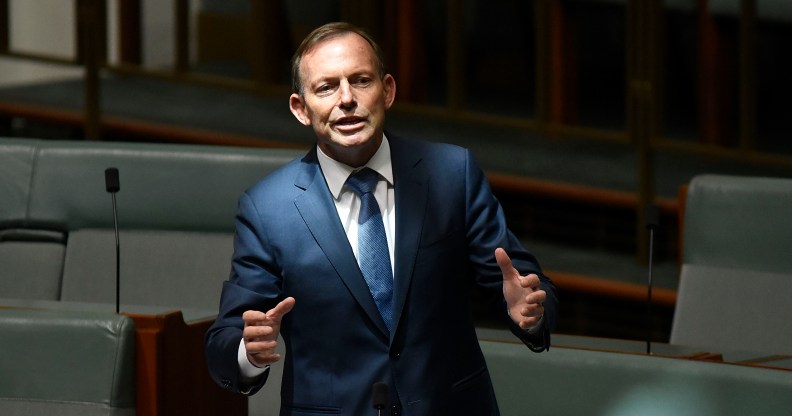 Tony Abbott speaks for amendments to the marriage equality bill at Parliament House on December 7, 2017 in Canberra, Australia.