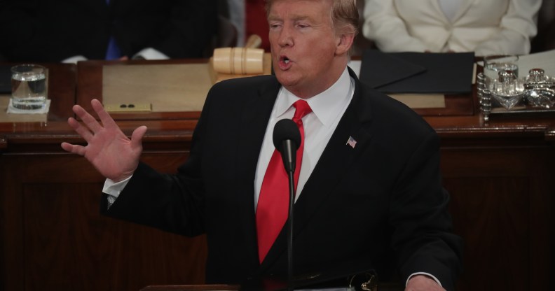 President Donald Trump delivers the State of the Union address in the chamber of the U.S. House of Representatives at the U.S. Capitol Building on February 5, 2019 in Washington, DC.