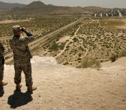 Transgender military ban: New Mexico National Guard officers near the US-Mexico border on June 26, 2007 in Sunland Park, New Mexico.