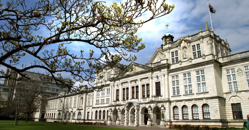 The front of the Cardiff University building