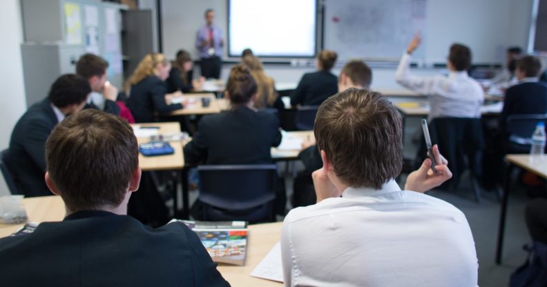 A school class representing LGBT history being taught in Illinois schools