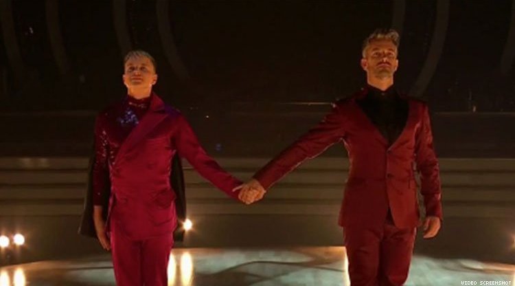 Courtney Act/Shane Jenek and Joshua Keefe holding hands