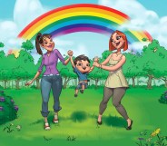 A drawing from picturebook 'My Rainbow Family' shows same-sex couples