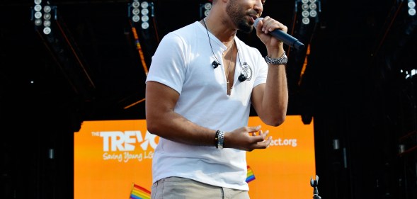 Empire actor Jussie Smollett leaves Cook County jail after posting bond on February 21, 2019 in Chicago, Illinois.