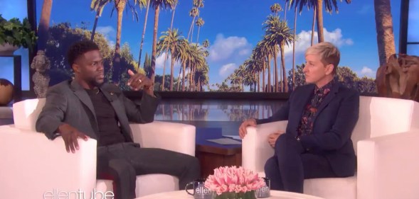 Kevin Hart speaks on the Ellen DeGeneres show about the controversy over his old homophobic tweets and the offer to host the Oscar