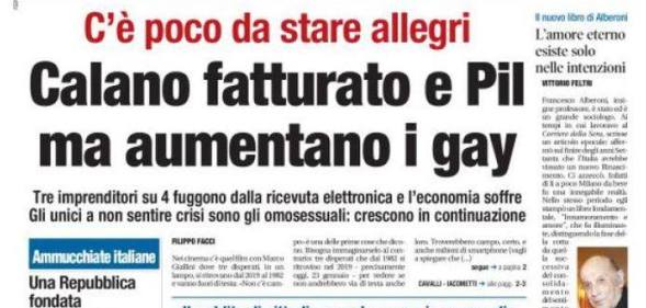 The Italian newspaper condemned for its 'homophobic' headline.